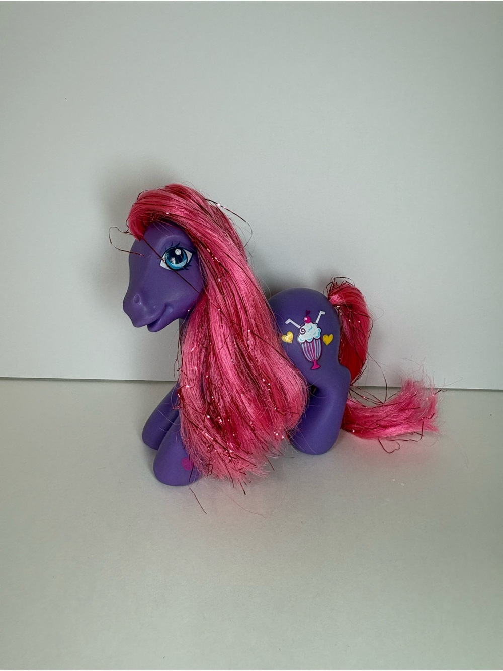 G3 My Little Pony Fizzy Pop Shimmer Pony Butterfly Island 2004 Pink Tinsel Hair